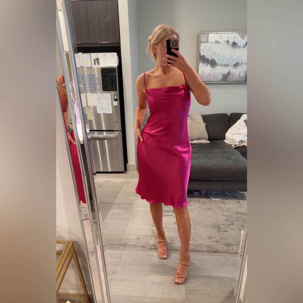 Bebe Pink Slip Midi Dress Spaghetti Strap Sleeveless